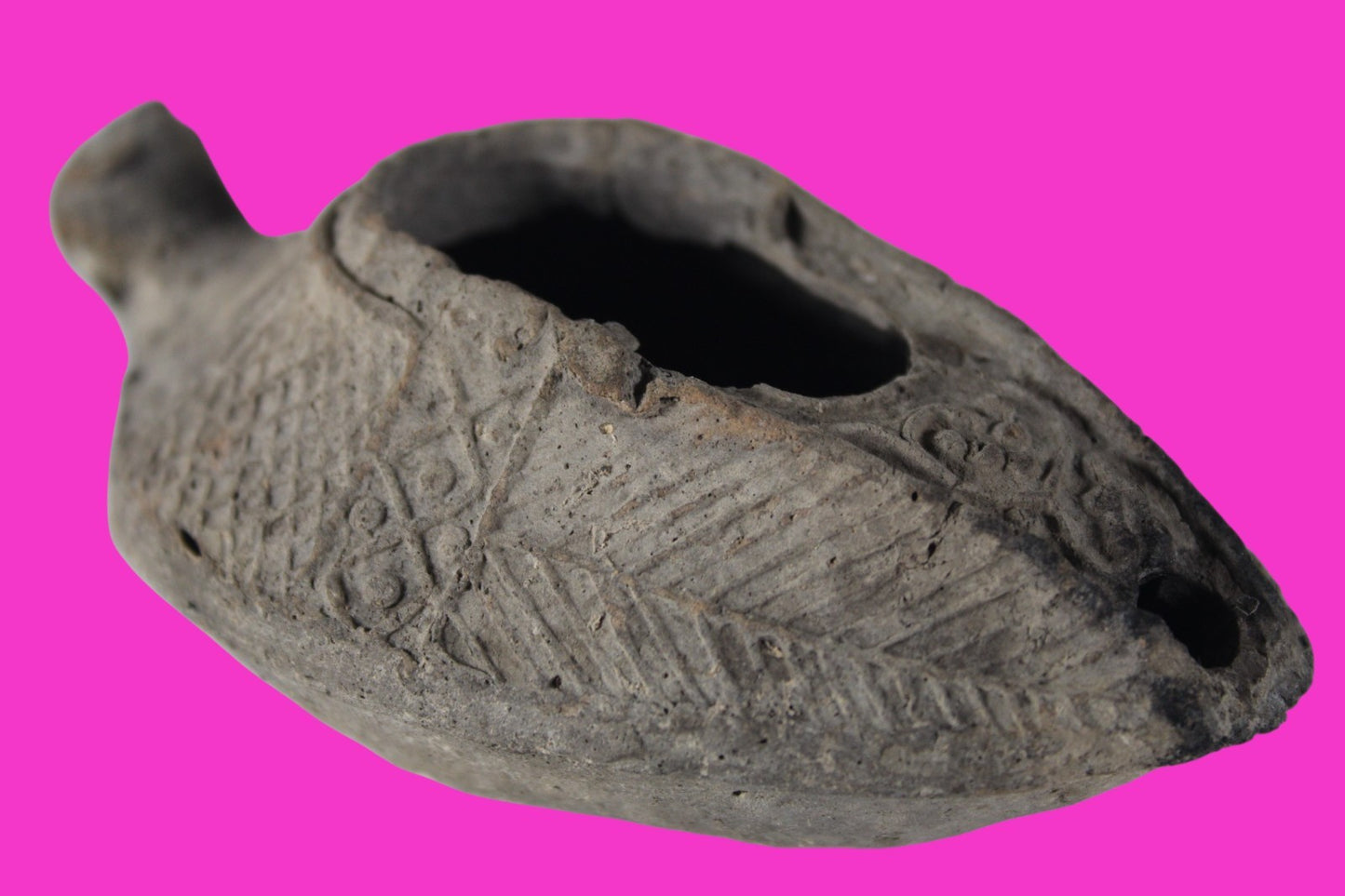 Oil Lamp Holy Land Ancient Artifact Jesus Christ Home Israel 300-600 AD COA 128