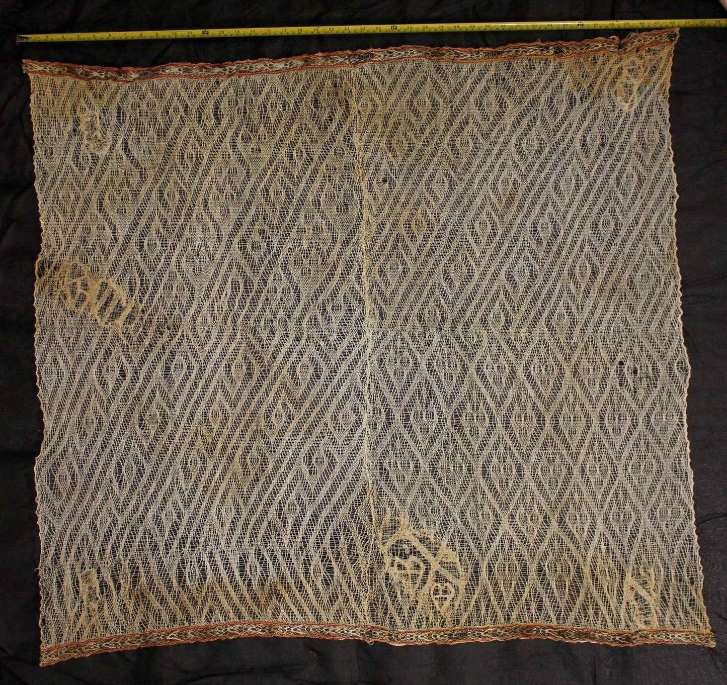 Authentic Pre Columbian Artifact Chancay Lace Textile Shroud Spooky Spirits COA