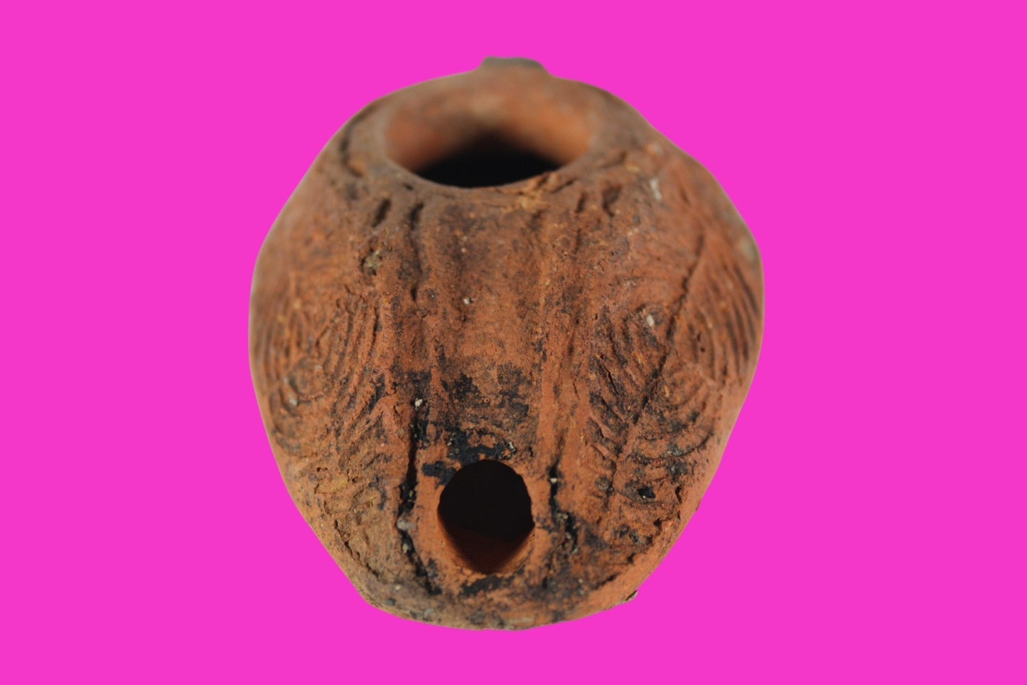 Ancient Holy Land Oil Lamp Artifact 2 Hidden Christian Crosses 300-600AD COA 102