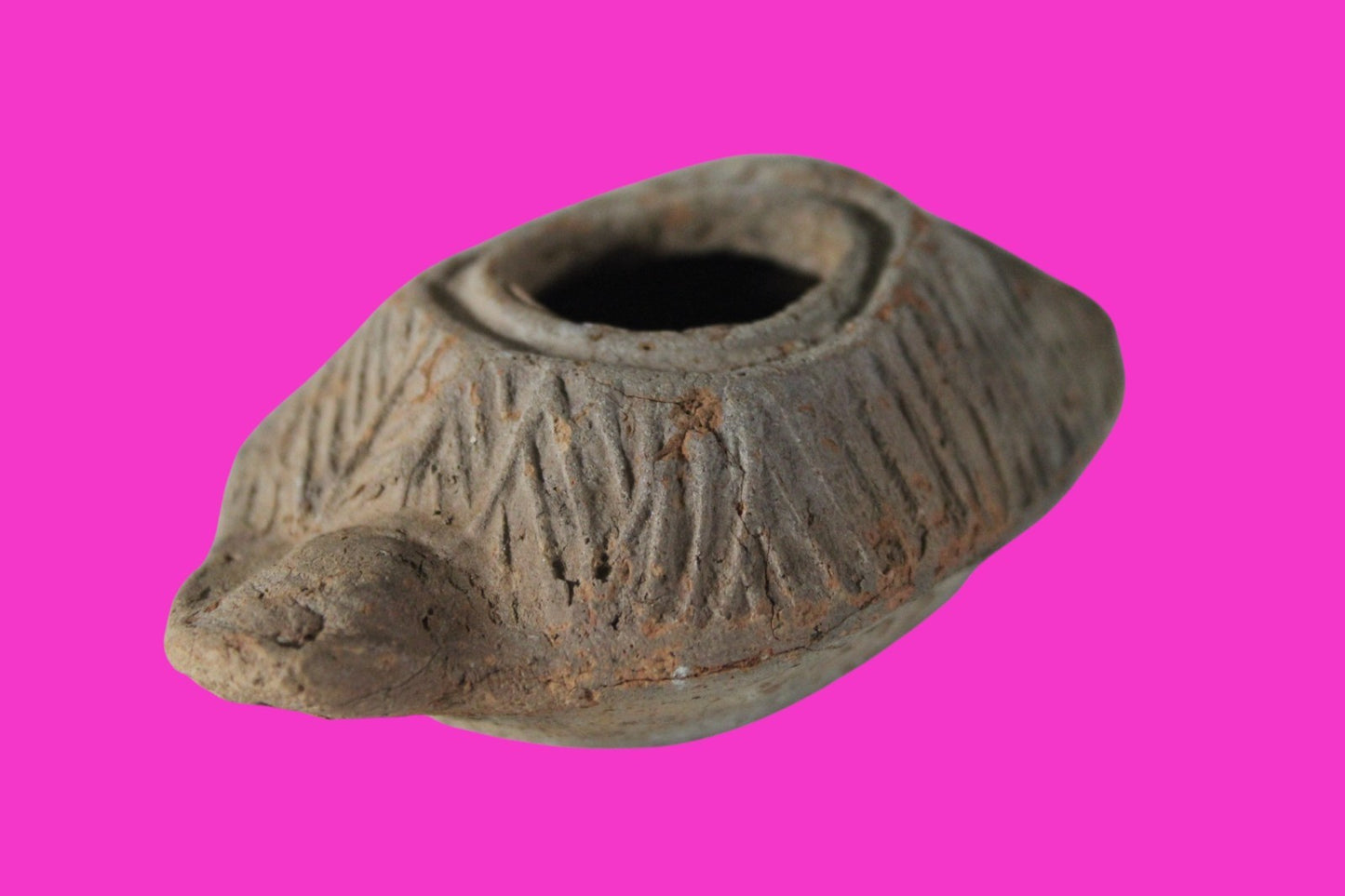 Oil Lamp Holy Land Ancient Artifact Jesus Christ Home Israel 300-600 AD COA 70