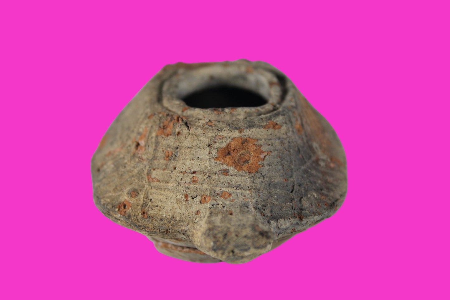 Ancient Holy Land Oil Lamp Artifact 2 Hidden Christian Crosses 300-600AD COA 136
