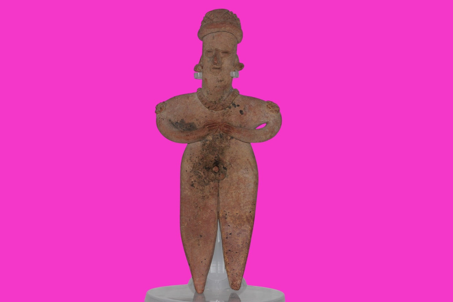 Pre Columbian Artifact 8 inch Male Shaft Tomb Figure Colima Mexico 100BC COA 262