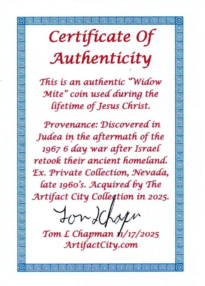 Widows Mite Coin Holy Land Artifact Free Display Frame Jesus Christ Lifetime 15