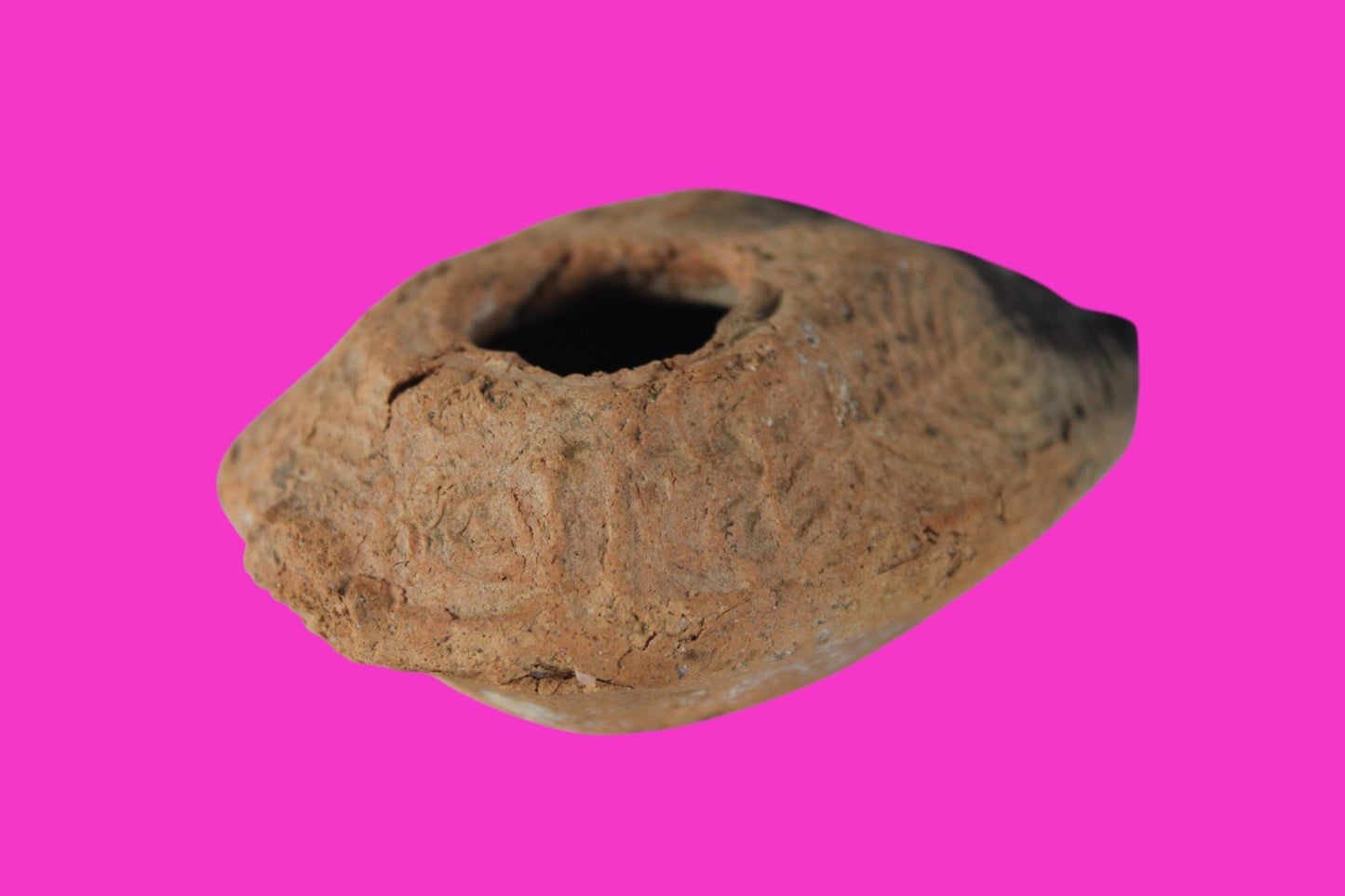 Ancient Holy Land Oil Lamp Artifact 2 Hidden Christian Crosses 300-600AD COA 135