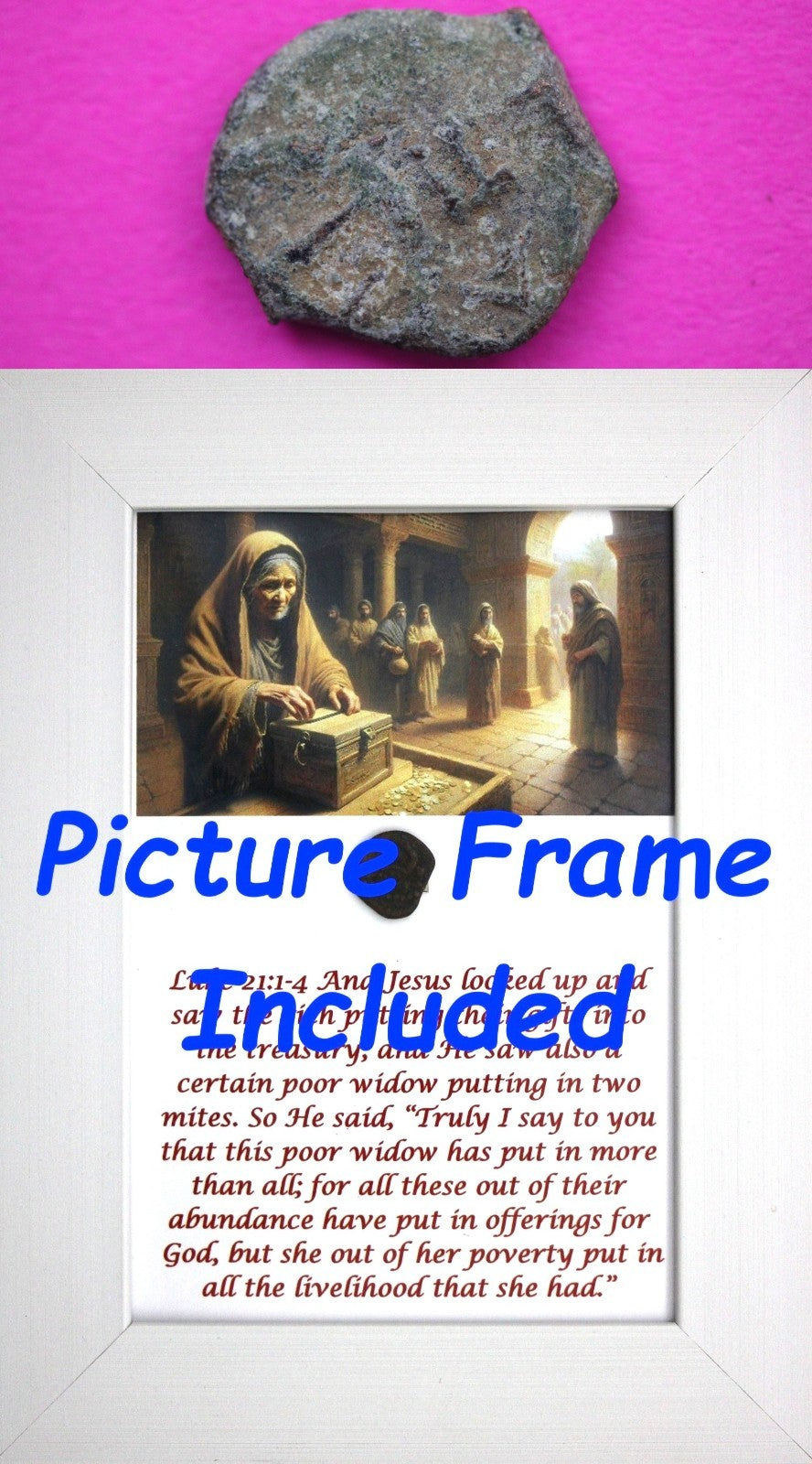Widows Mite Coin Holy Land Artifact Free Display Frame Jesus Christ Lifetime 120