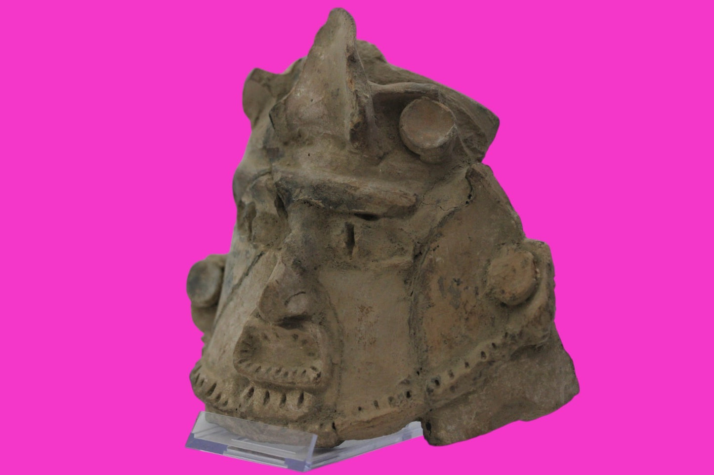 Pre Columbian Artifact Authentic Big Face Ornament Colima Mexico 200 BC COA J104