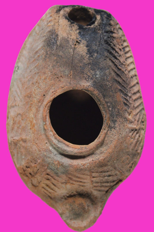 Oil Lamp Holy Land Ancient Artifact Jesus Christ Home Israel 300-600 AD COA 126