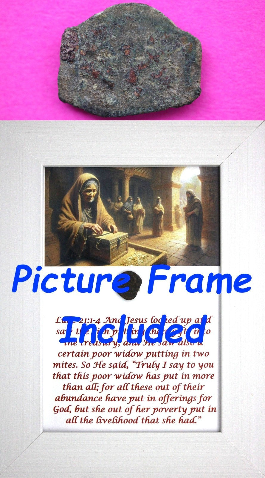 Widows Mite Coin Holy Land Artifact Free Display Frame Jesus Christ Lifetime 139