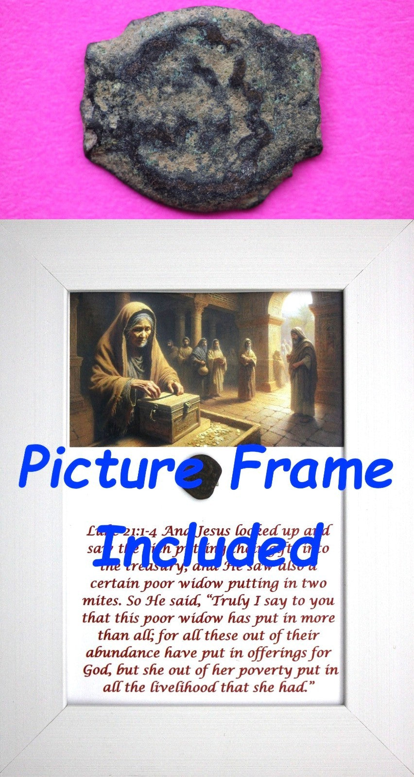 Widows Mite Coin Holy Land Artifact Free Display Frame Jesus Christ Lifetime 165