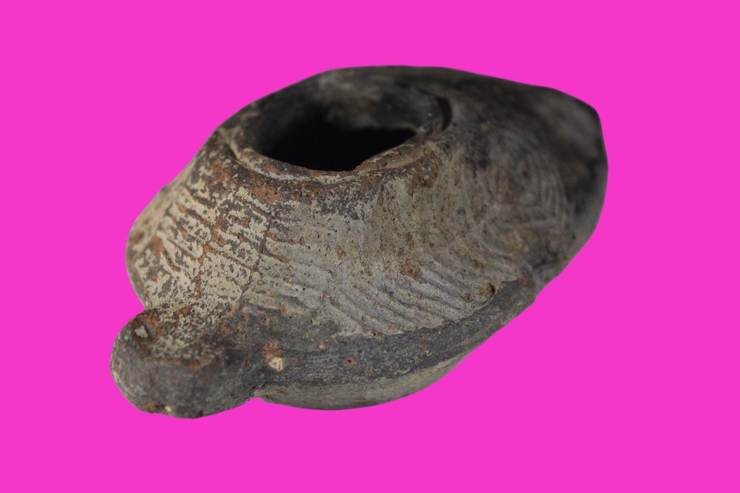 Ancient Holy Land Oil Lamp Artifact 2 Hidden Christian Crosses 300-600 AD COA 88