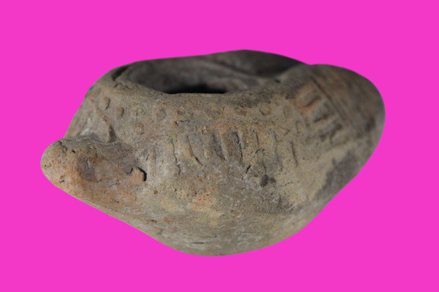 Oil Lamp Holy Land Ancient Artifact Jesus Christ Home Israel 300-600 AD COA 99