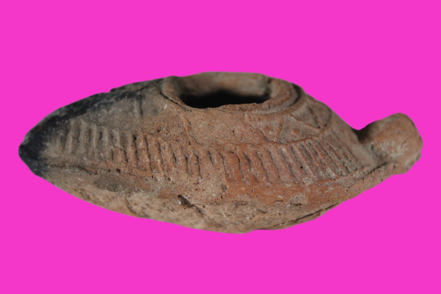 Oil Lamp Holy Land Ancient Artifact Jesus Christ Home Israel 300-600 AD COA 89