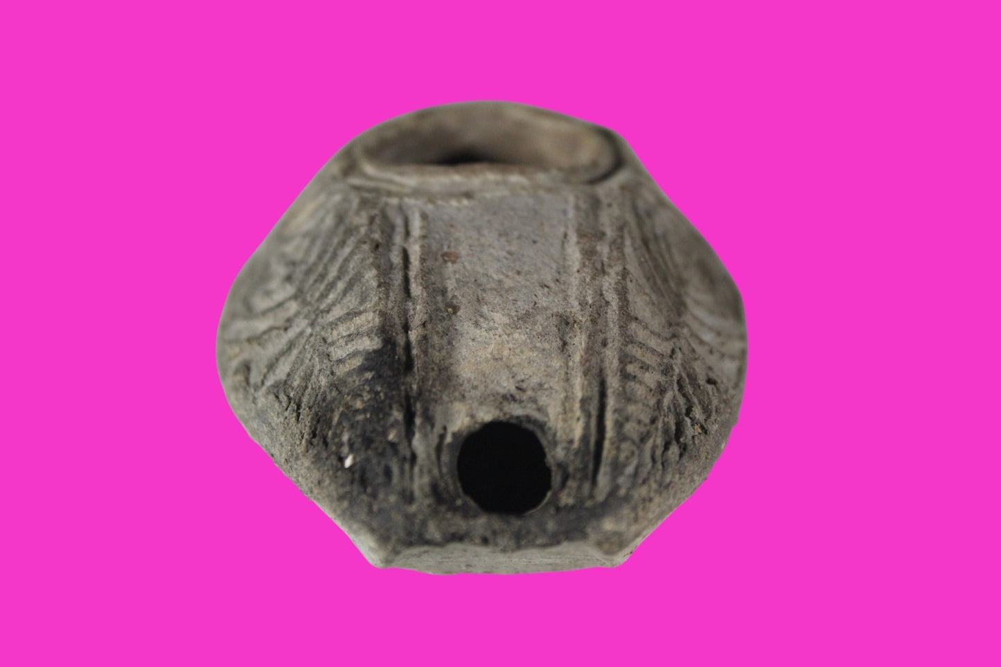 Ancient Holy Land Oil Lamp Artifact 2 Hidden Christian Crosses 300-600 AD COA 97