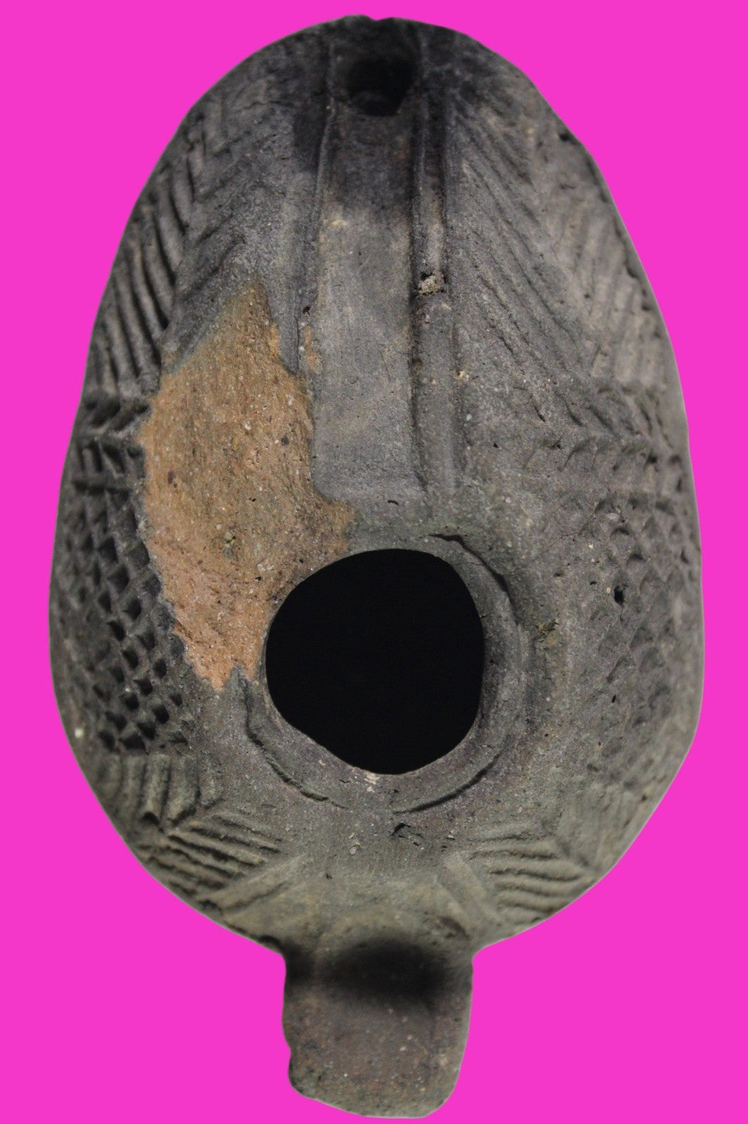 Oil Lamp Holy Land Ancient Artifact Jesus Christ Home Israel 300-600 AD COA 75