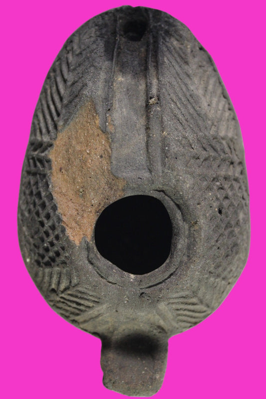 Oil Lamp Holy Land Ancient Artifact Jesus Christ Home Israel 300-600 AD COA 75