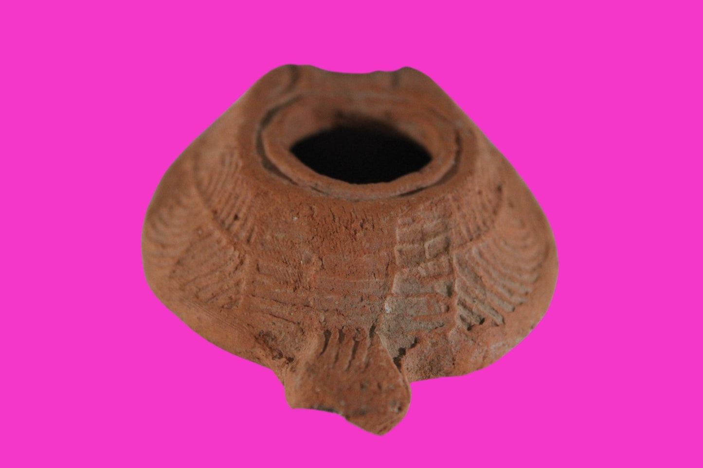 Ancient Holy Land Oil Lamp Artifact 2 Hidden Christian Crosses 300-600 AD COA 82