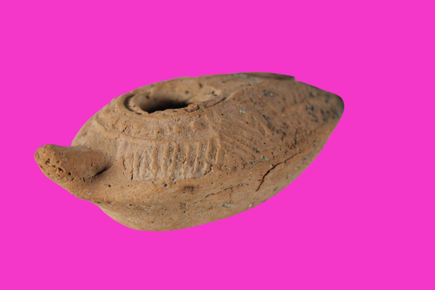 Oil Lamp Holy Land Ancient Artifact Jesus Christ Home Israel 300-600 AD COA 123
