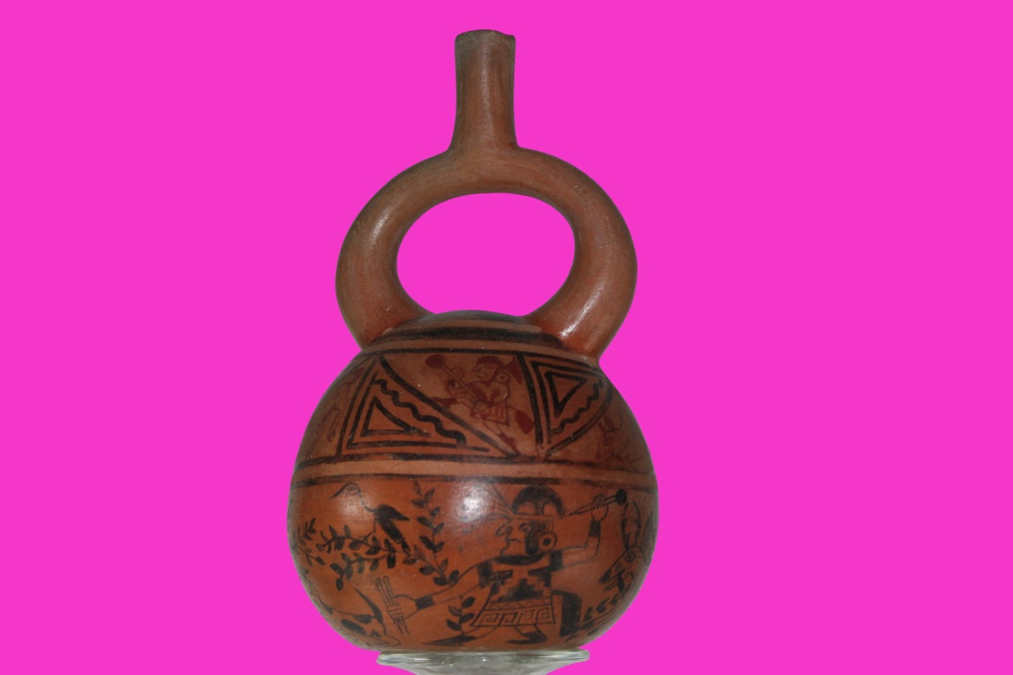 Pre Columbian Artifact Moche Fineline Hunting Scene Jar 500-800 AD Peru COA J145