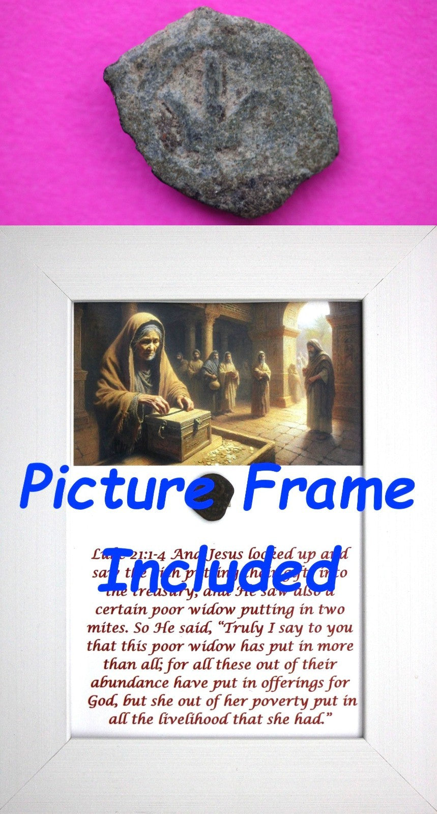 Widows Mite Coin Holy Land Artifact Free Display Frame Jesus Christ Lifetime 138