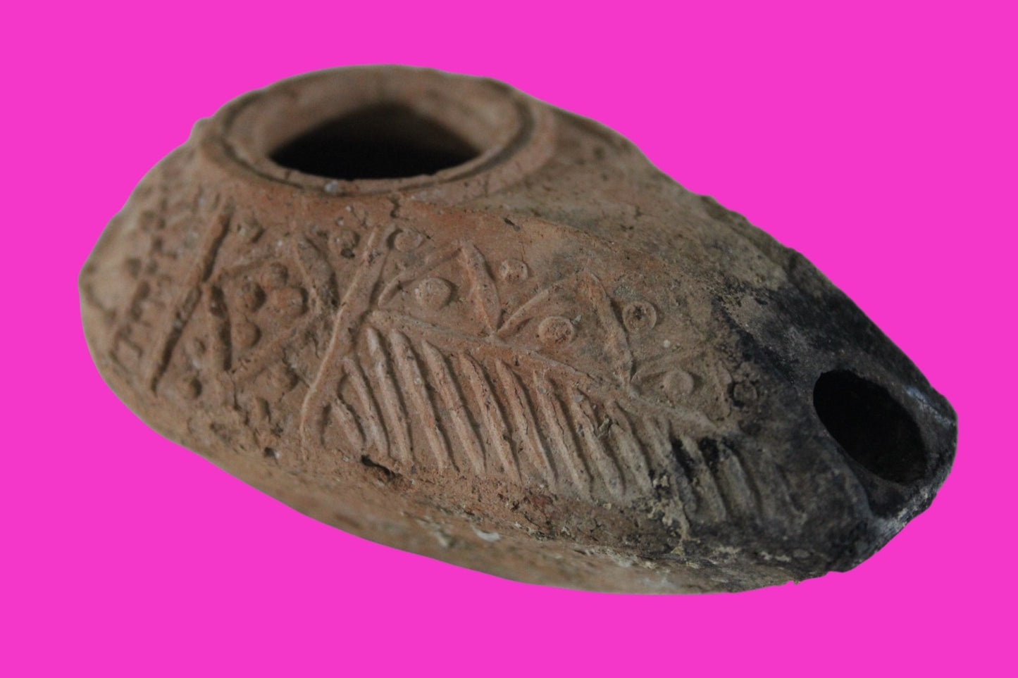 Oil Lamp Holy Land Ancient Artifact Jesus Christ Home Israel 300-600 AD COA 85