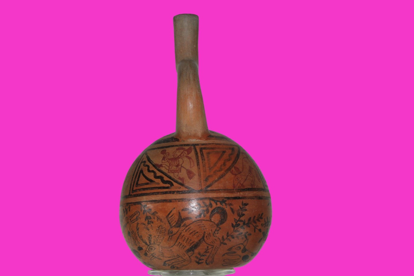 Pre Columbian Artifact Moche Fineline Hunting Scene Jar 500-800 AD Peru COA J145