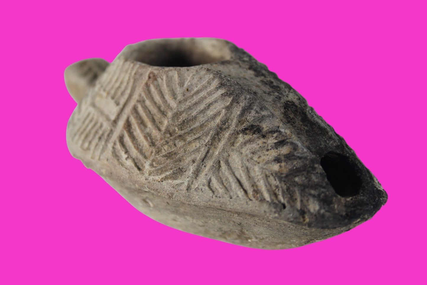 Oil Lamp Holy Land Ancient Artifact Jesus Christ Home Israel 300-600 AD COA 117