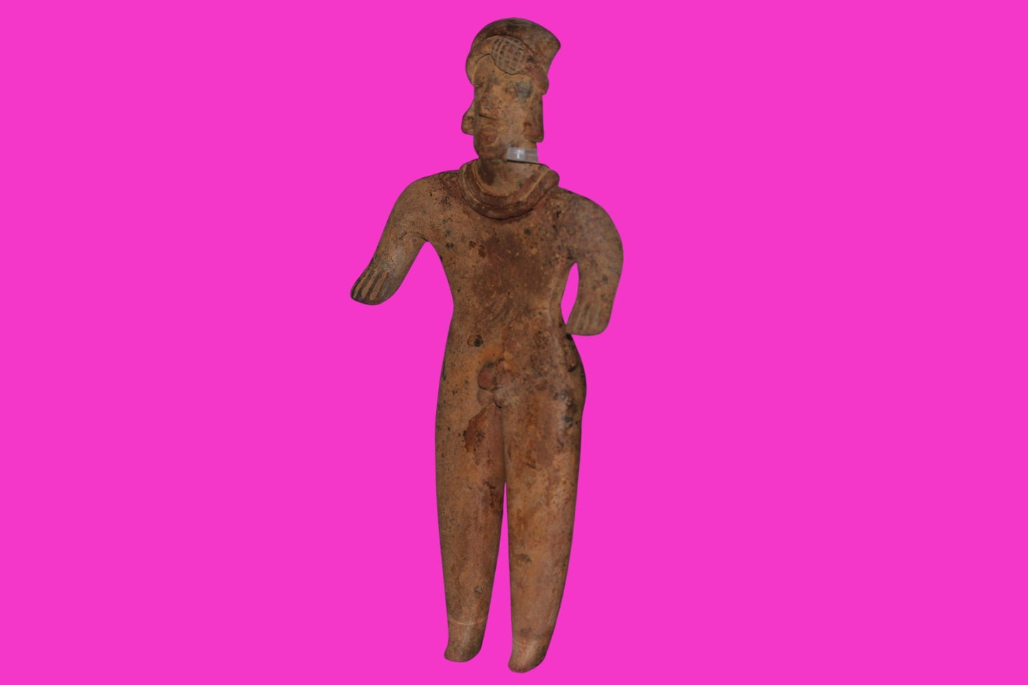 Pre Columbian Artifact 7 inch Male Shaft Tomb Figure Colima Mexico 100BC COA 263