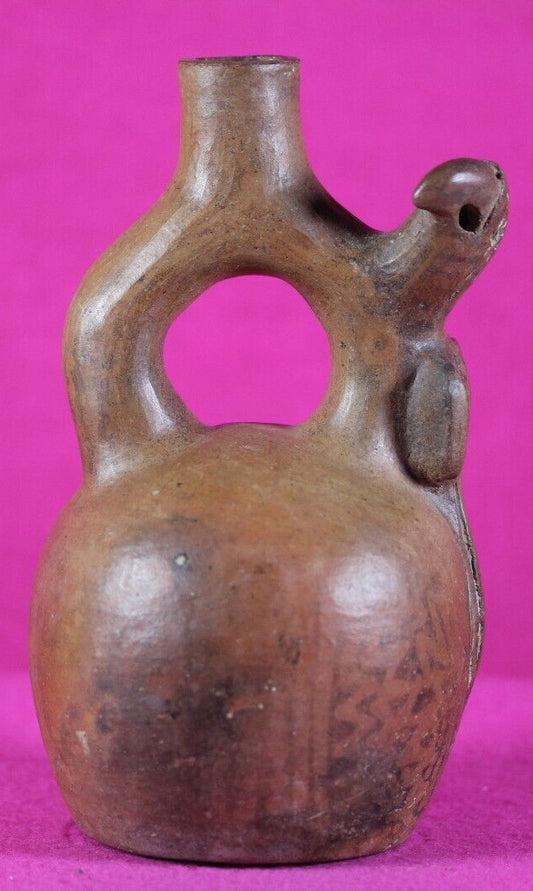 Pre Columbian Authentic Artifact Stirrup Vessel Vicus Peru 500 BC-300 AD COA J03