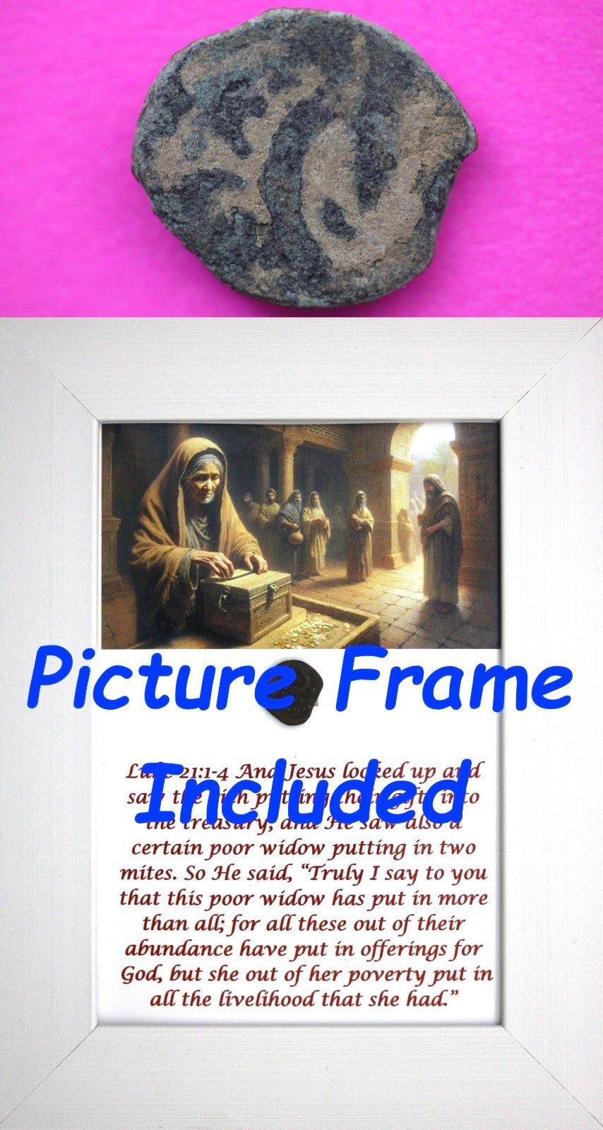 Widows Mite Coin Holy Land Artifact Free Display Frame Jesus Christ Lifetime 135