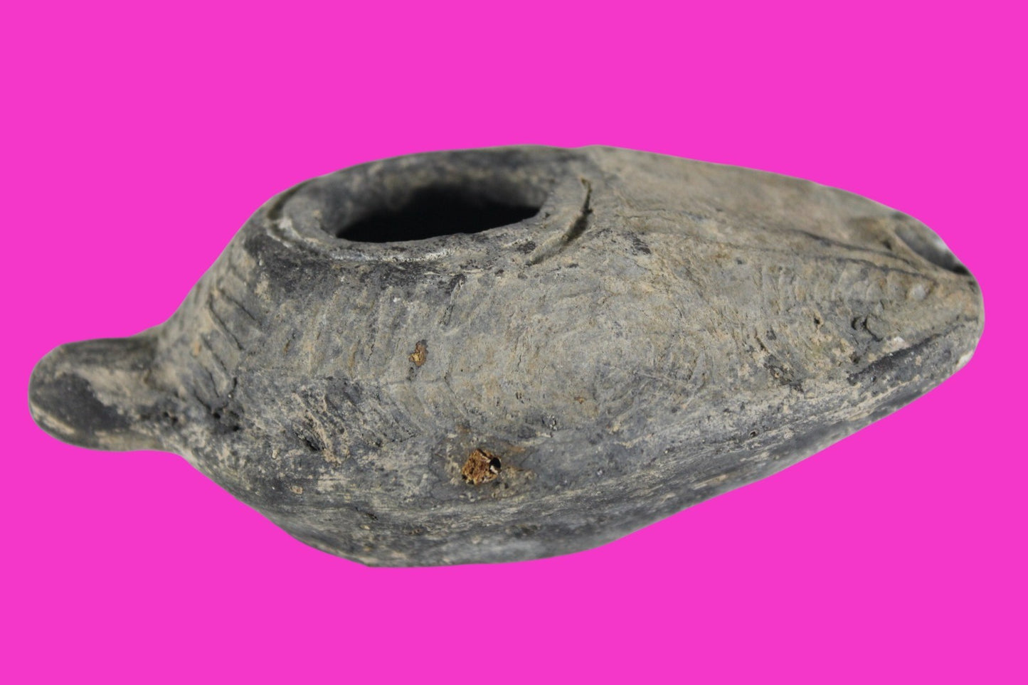 Ancient Holy Land Oil Lamp Artifact 2 Hidden Christian Crosses 300-600AD COA 113