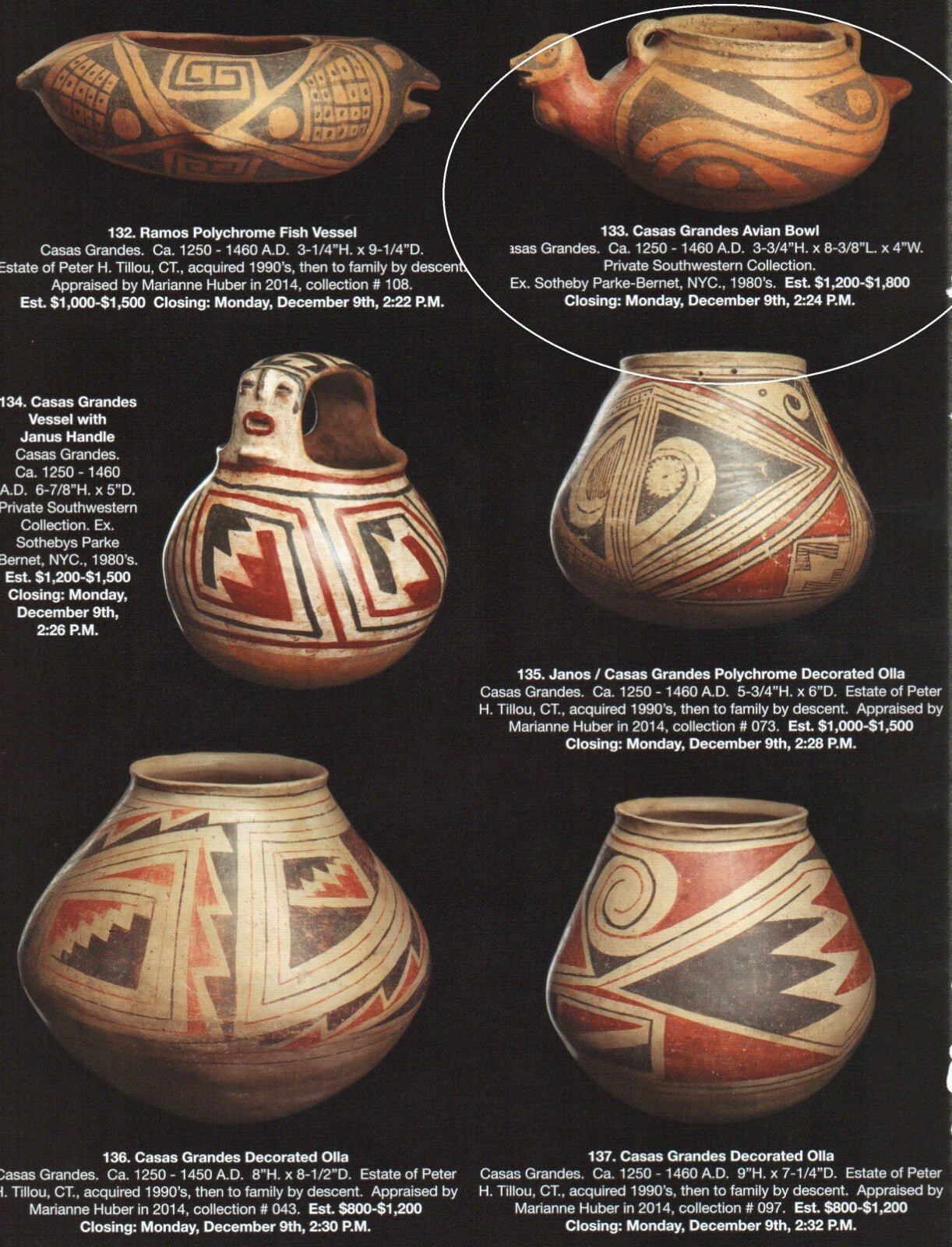 Ex Sotheby's Authentic Pre Columbian Artifact Casas Grandes Avian Bowl COA T113