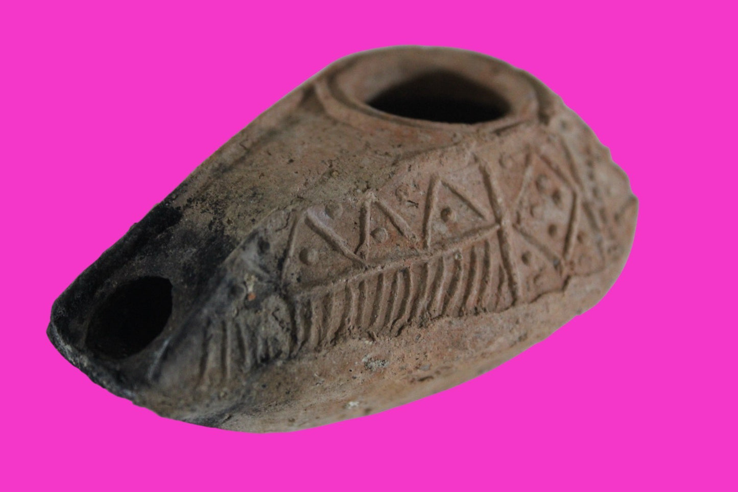 Oil Lamp Holy Land Ancient Artifact Jesus Christ Home Israel 300-600 AD COA 85