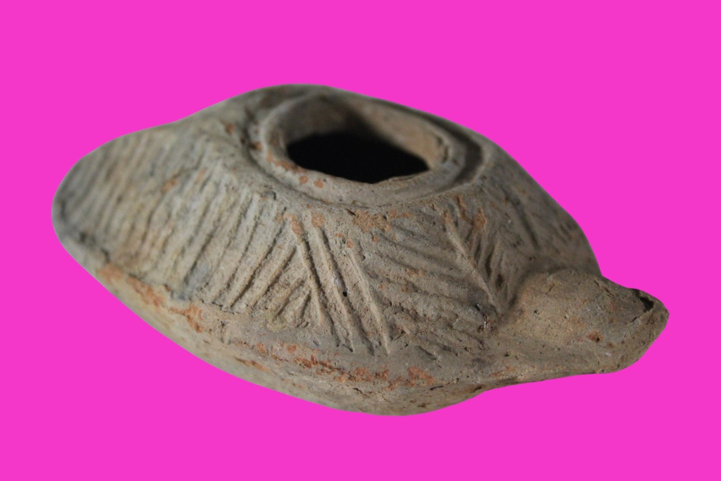 Oil Lamp Holy Land Ancient Artifact Jesus Christ Home Israel 300-600 AD COA 70