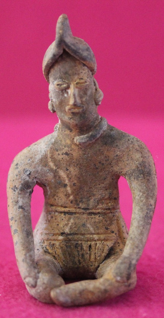 Pre Columbian Artifact Authentic Male Seated Tomb Figure Colima Mexico COA 192