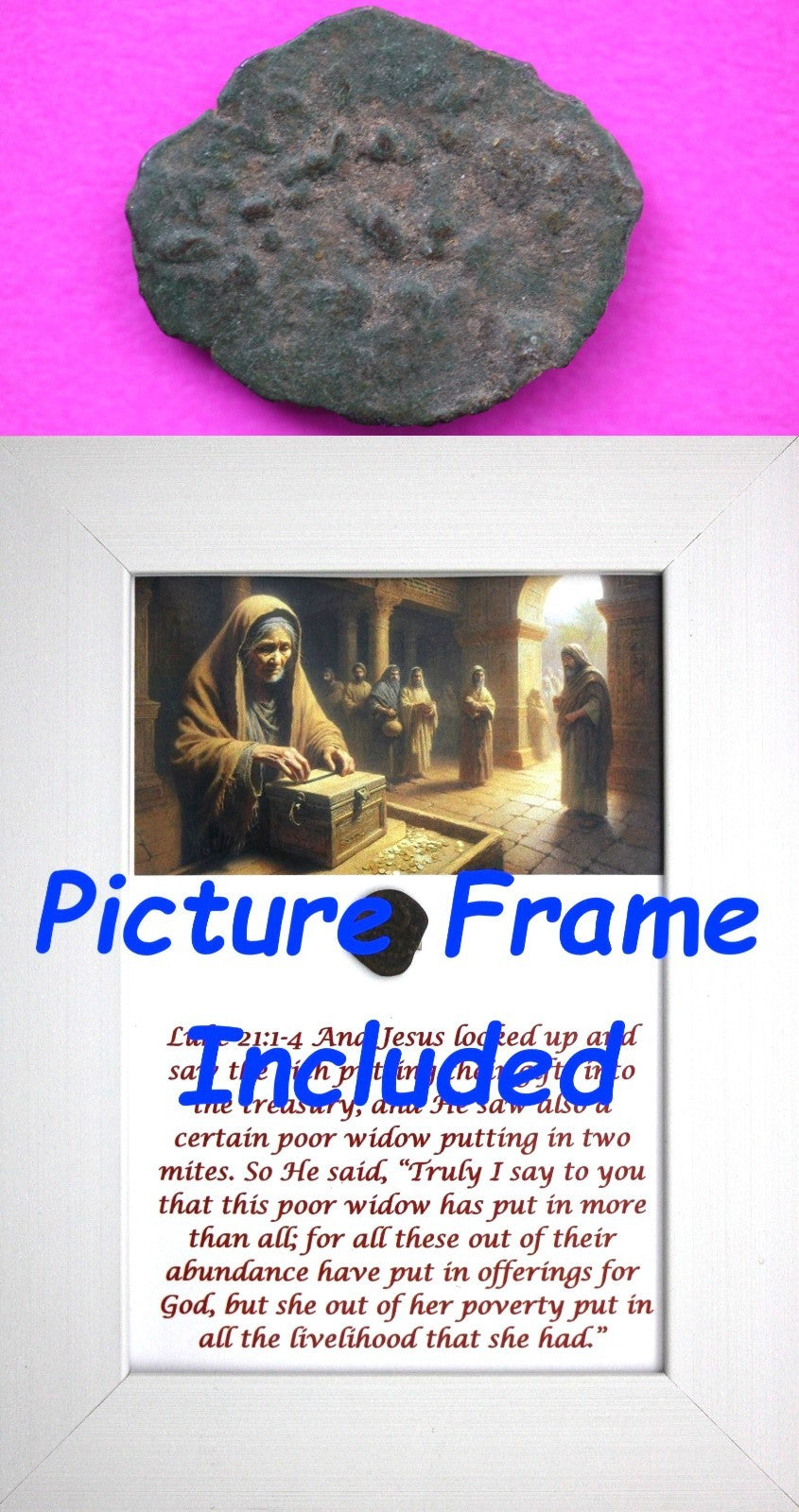 Widows Mite Coin Holy Land Artifact Free Display Frame Jesus Christ Lifetime 149
