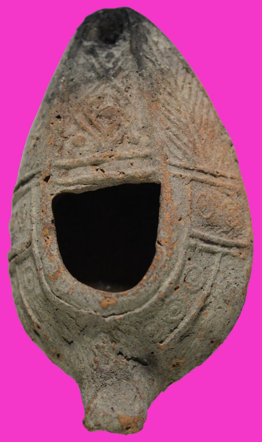 Oil Lamp Holy Land Ancient Artifact Jesus Christ Home Israel 300-600 AD COA 125