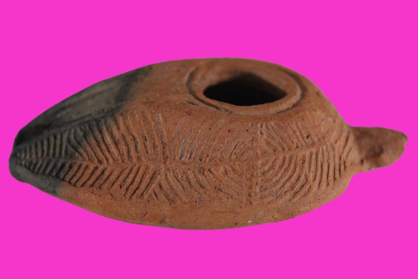 Ancient Holy Land Oil Lamp Artifact 2 Hidden Christian Crosses 300-600 AD COA 82