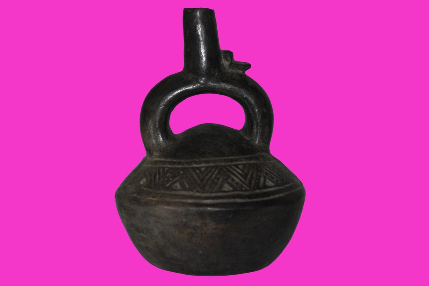 Pre Columbian Artifact Authentic Chimu Stirrup Vessel 900-1400 AD Peru COA 221