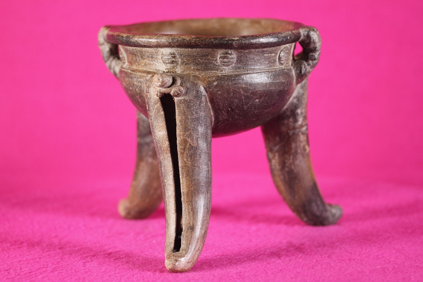 Pre Columbian Artifact Rattle Tripod Bowl Chiriqui 900-1400 AD Authentic J65