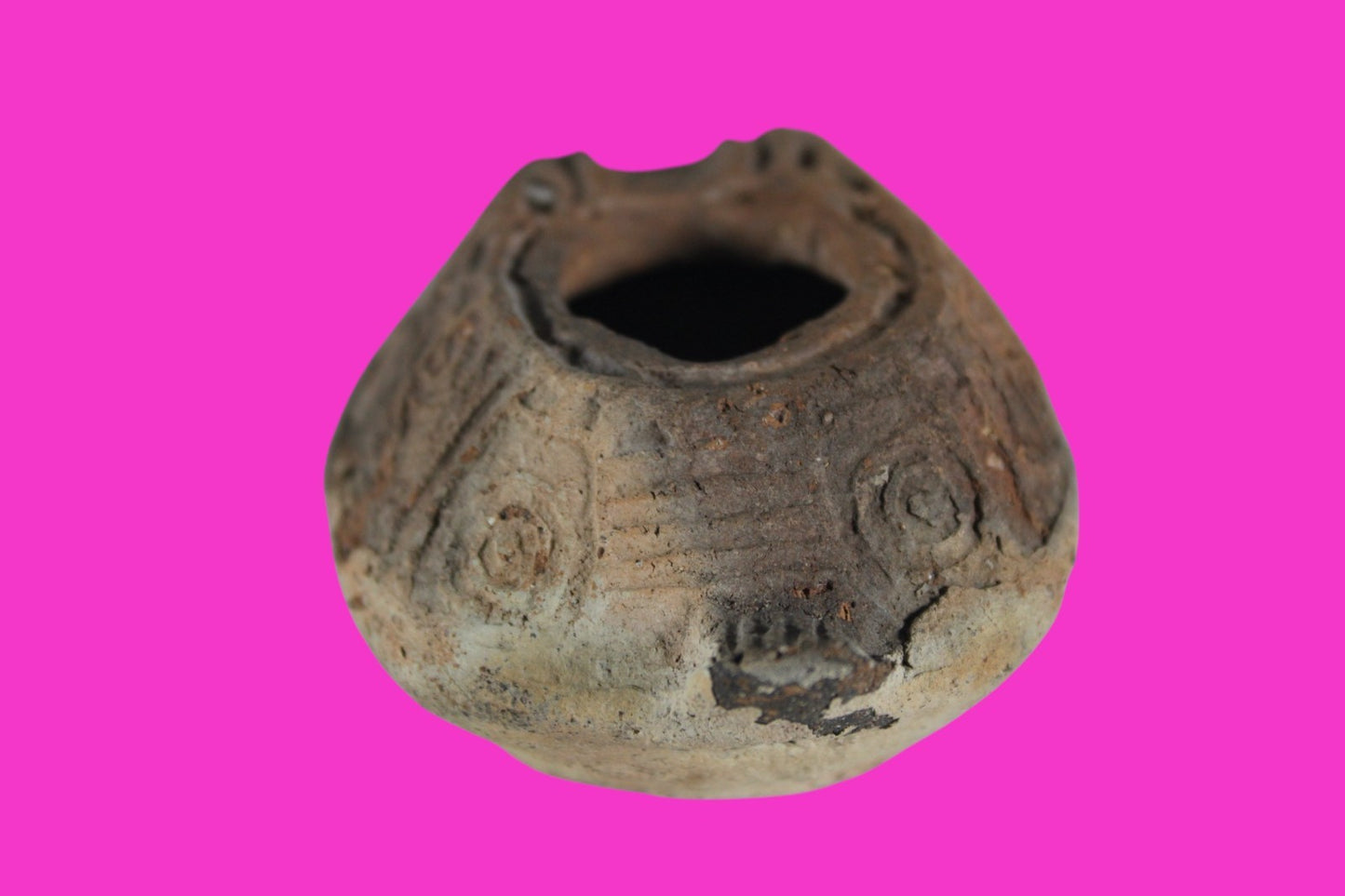Ancient Holy Land Oil Lamp Artifact 2 Hidden Christian Crosses 300-600AD COA 112