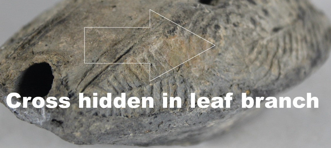 Ancient Holy Land Oil Lamp Artifact 2 Hidden Christian Crosses 300-600AD COA 113