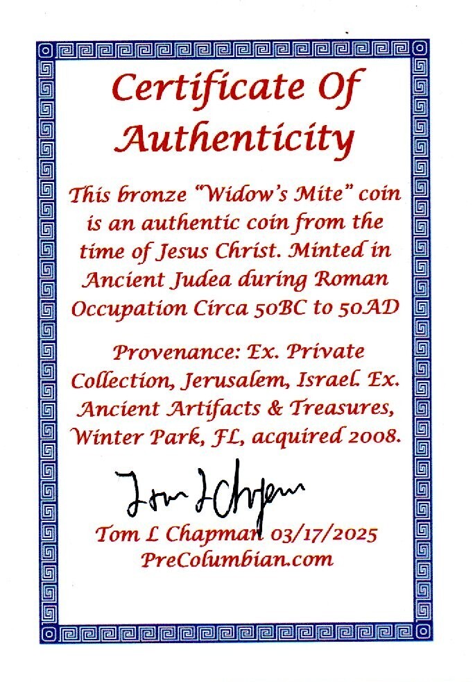 Widows Mite Coin Holy Land Artifact Jesus Christ Lifetime Free Display Frame 022