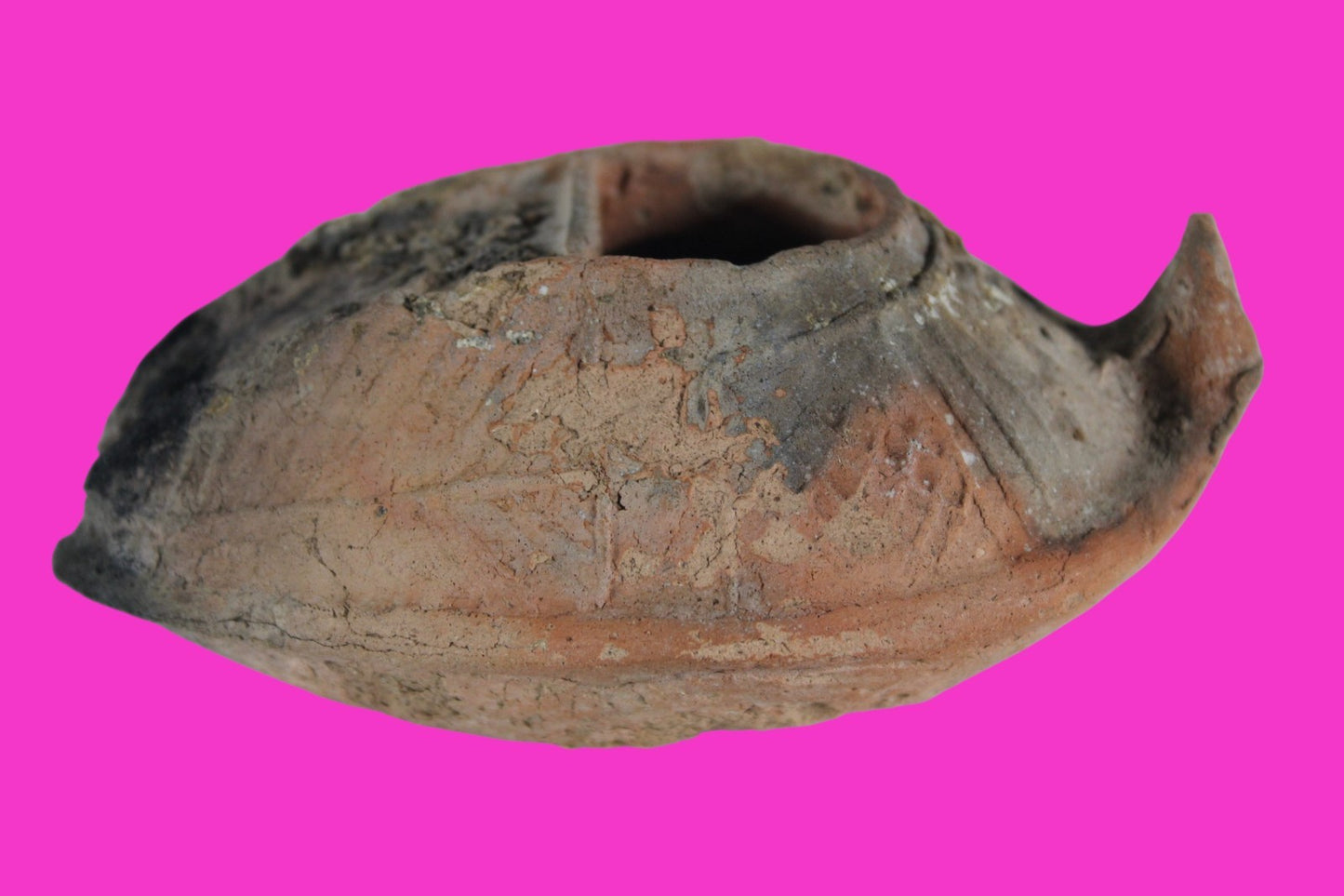 Oil Lamp Holy Land Ancient Artifact Jesus Christ Home Israel 300-600 AD COA 110