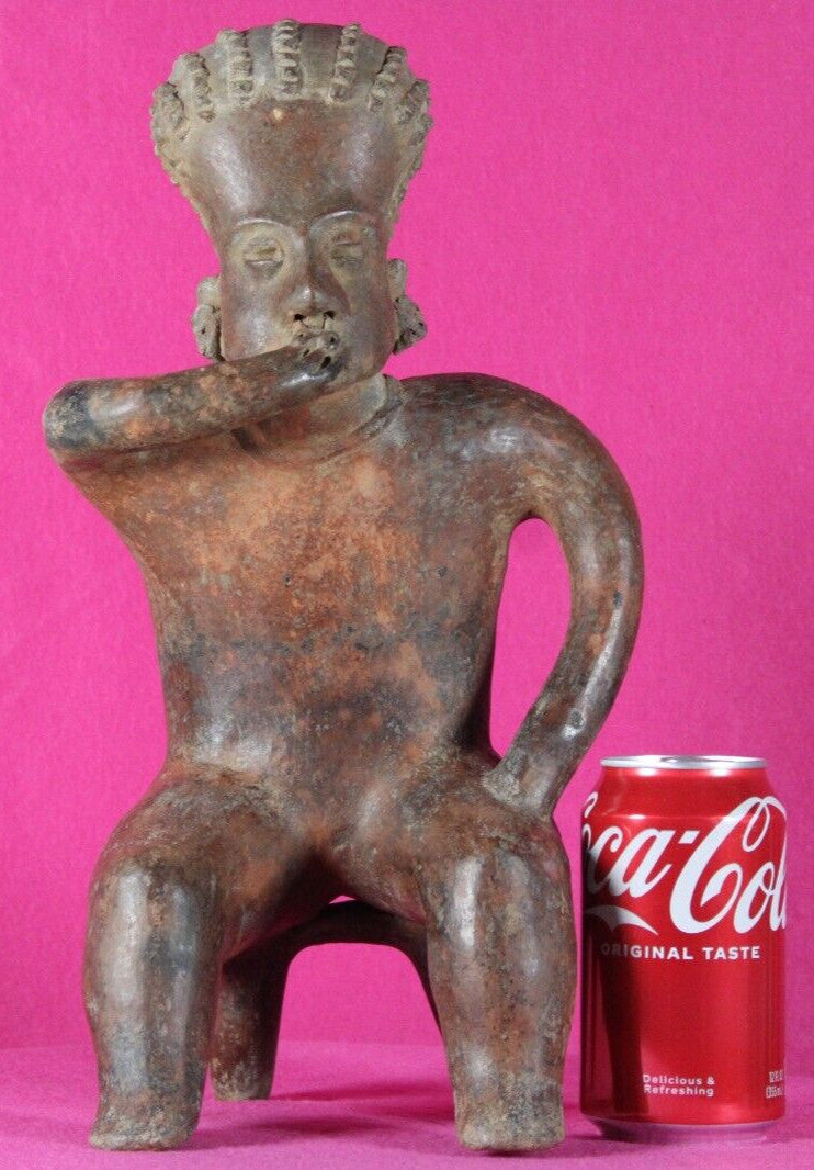 Authentic Pre Columbian Artifact Seated Man Nayarit Mexico Arte Primitivo T101