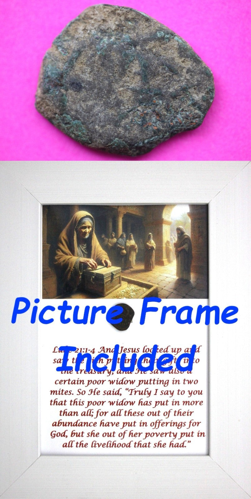 Widows Mite Coin Holy Land Artifact Free Display Frame Jesus Christ Lifetime 185