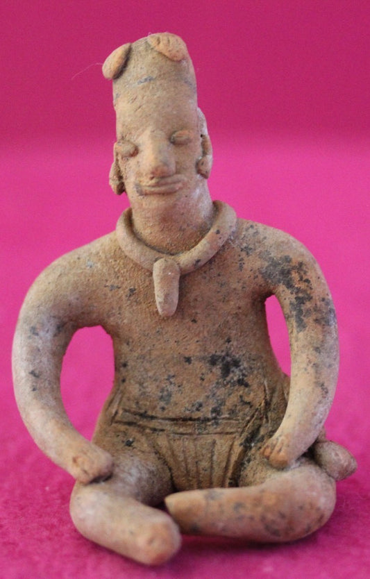Pre Columbian Artifact Authentic Male Seated Tomb Figure Colima Mexico COA 191