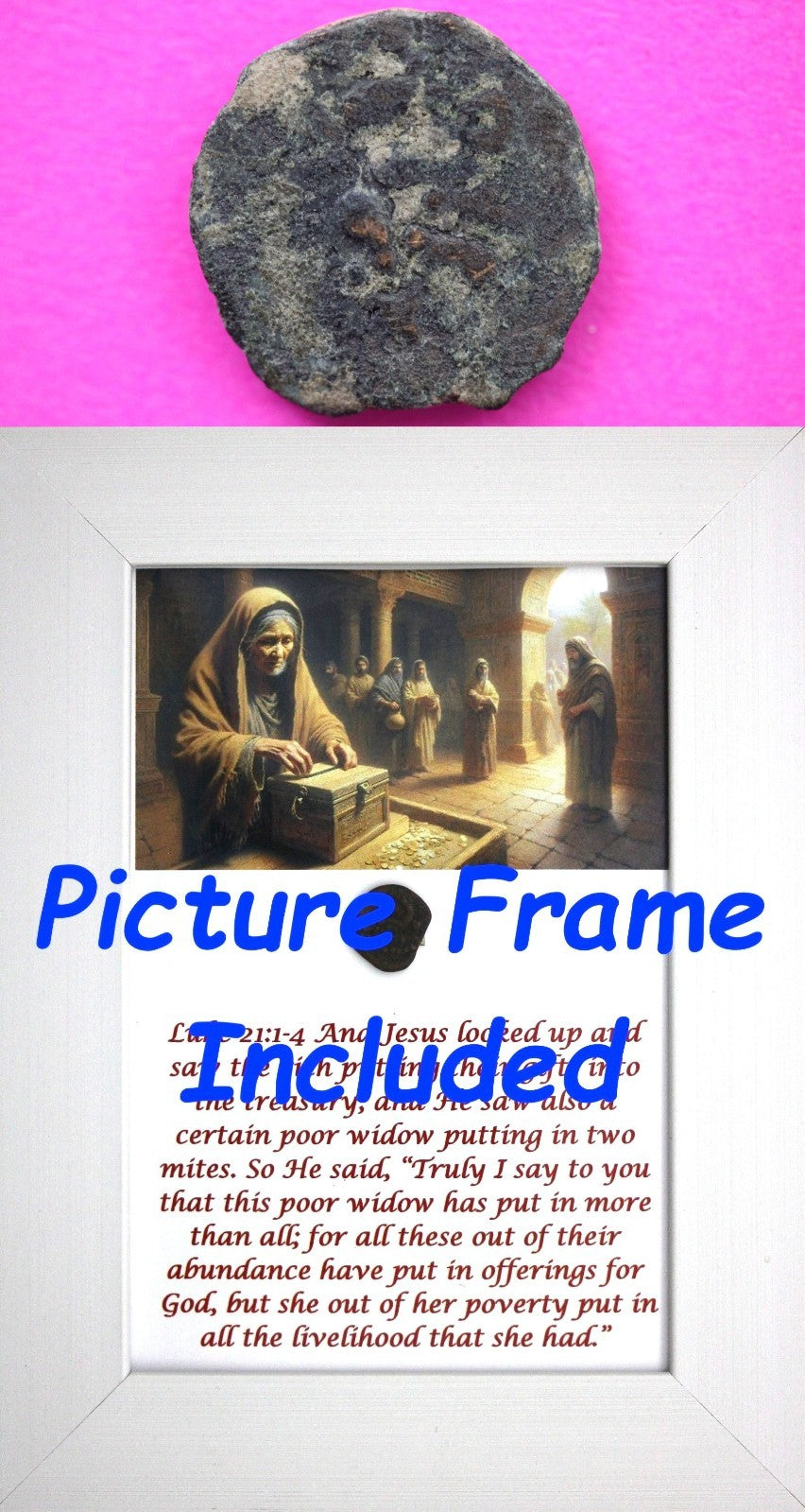 Widows Mite Coin Holy Land Artifact Free Display Frame Jesus Christ Lifetime 35