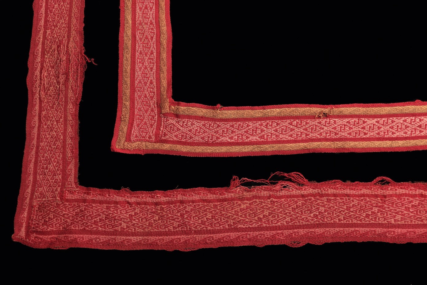 Pre Columbian Artifacts 2 Long Textile Borders Chancay Peru 1000-1250 AD COA 276