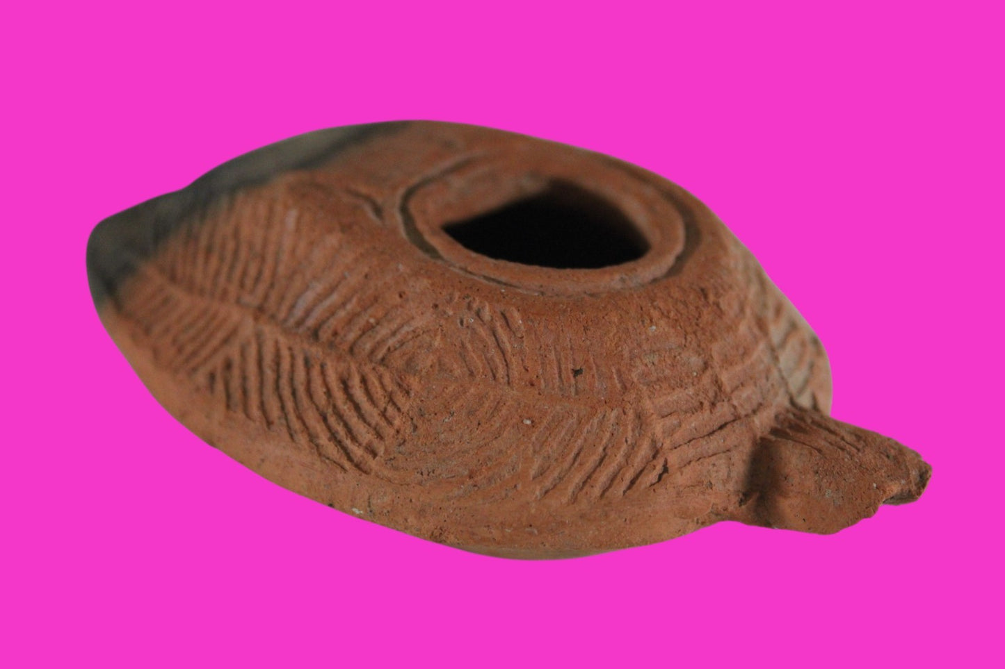 Ancient Holy Land Oil Lamp Artifact 2 Hidden Christian Crosses 300-600 AD COA 82