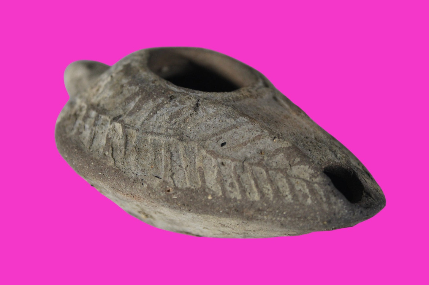 Oil Lamp Holy Land Ancient Artifact Jesus Christ Home Israel 300-600 AD COA 92